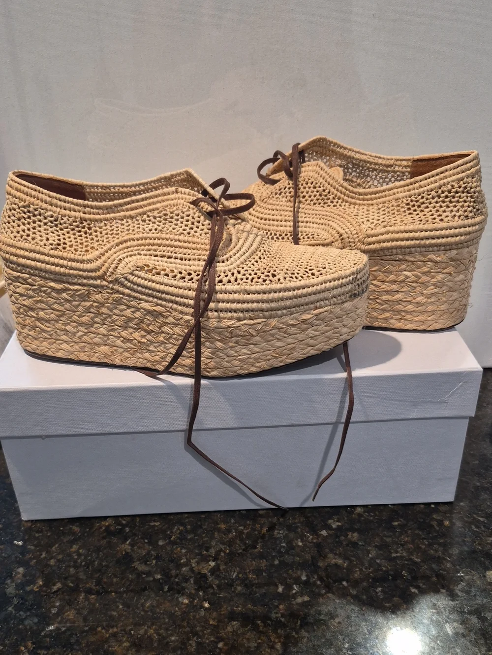Robert Clergerie Natural Woven Platform Espadrille Sneakers